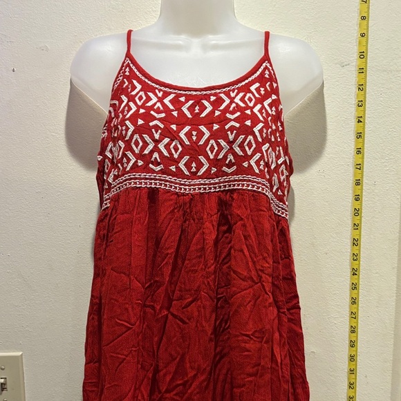 Sim & Sam Chic Red Dress with White Pattern - Picture 1 of 5